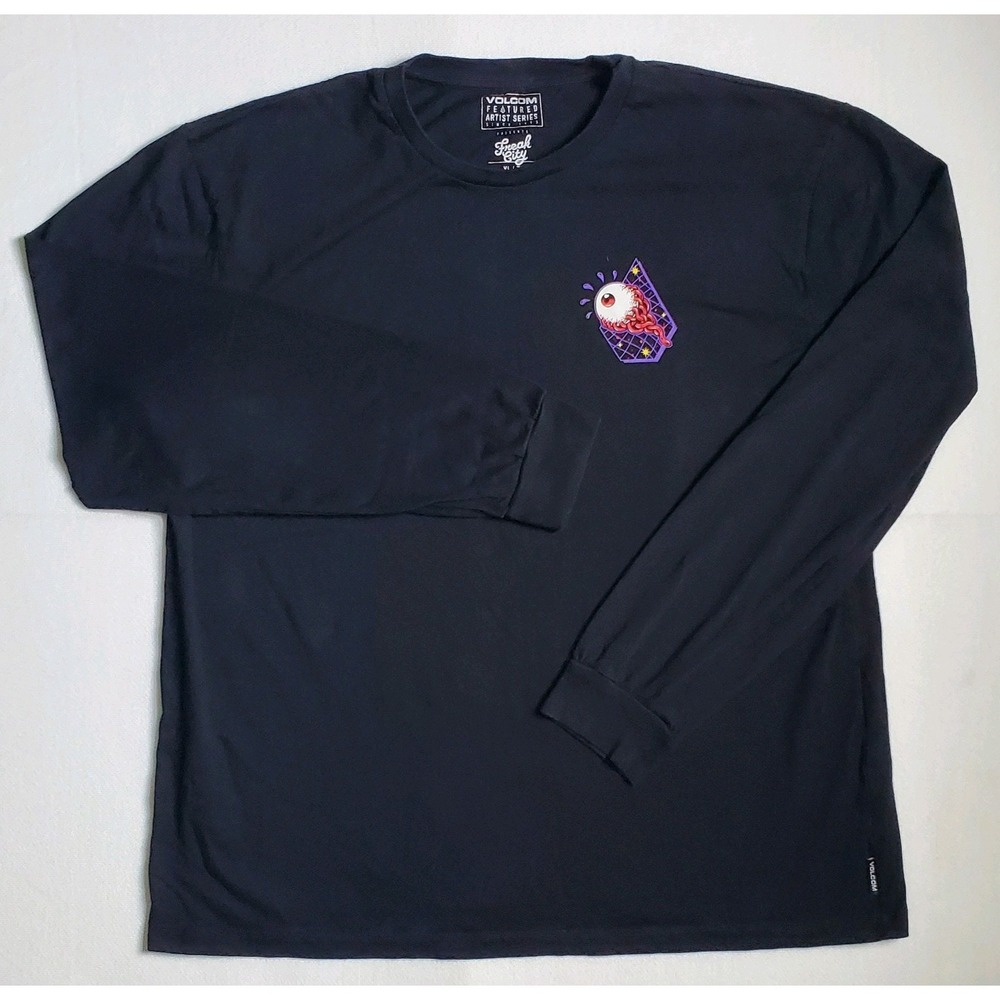 Volcom Freak City Black Long Sleeve Eyeball Graphic Sz XL Y2k Skater Streetwear
